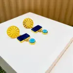 Blue wheel earring