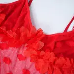 Red See-Through Ruffled Dress