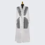 White Long-Sleeved See-through Lace Robe