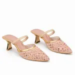 Elegant Embellished Mesh Heels C-83