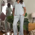 Powder Blue Ruffled Cotton Pajamas