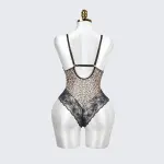 Plus Size Sheer Leopard Print Bodysuit