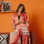 Van Clover Orange Kimono Set