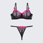 Plus Size Backless Sheer Lace Sexy Bra Panty Set