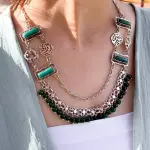 Arabic silver collar Natural stones and different colors