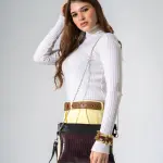 Croc-Embossed Oversized Clutch-brown