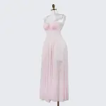 Elegant Seductive Mesh Embroidered Spaghetti Strap Long Dress