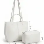 Elegant Leather Tote Bag with Inner Pouch BA-65