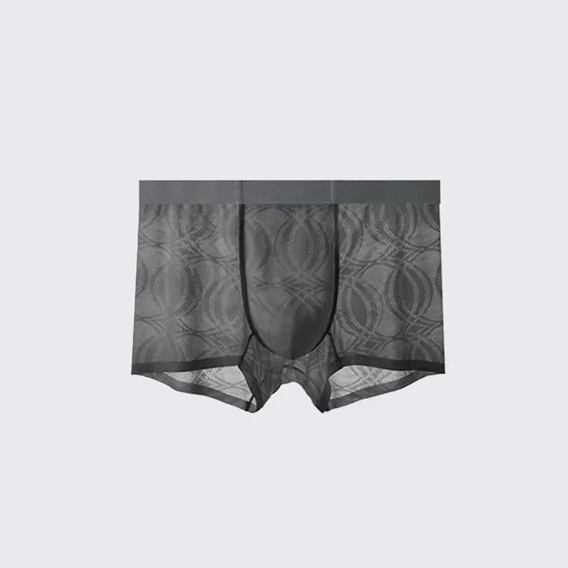 Men's Ice Silk Antibacterial Jacquard Breathable Quick-Dry Boxer Briefs Pack of 3