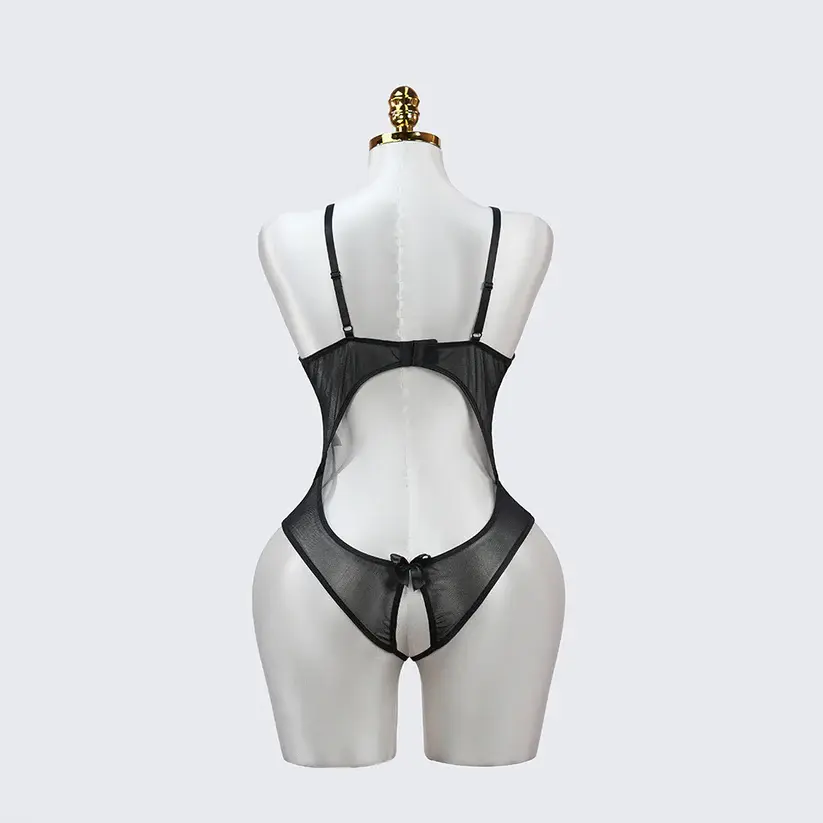Floral Lace Embroidered Open Crotch Bodysuit
