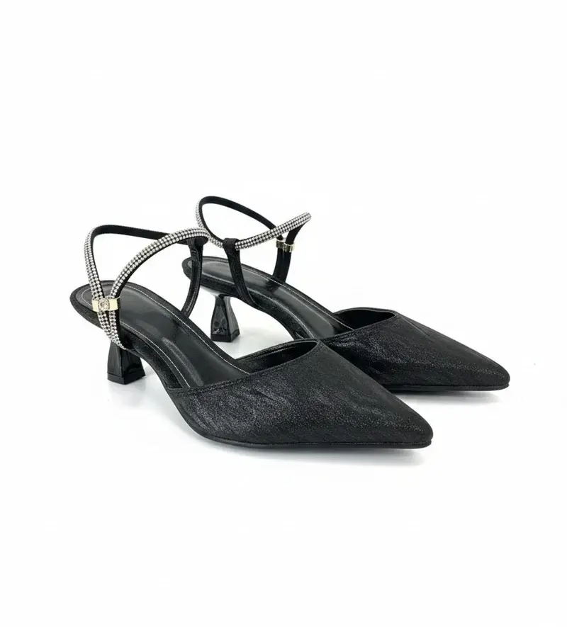 Heel with Sparkling Back Strap and Luxurious Details C-78