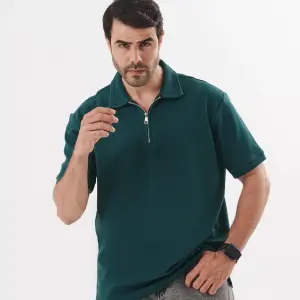 Green Quarter Zip Polo Shirt