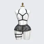 Plus Size Cutout Cupless Lingerie Skirt Set