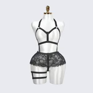 Plus Size Cutout Cupless Lingerie Skirt Set