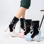 High-heeled boots with a flattering flame design. B-41