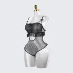 Sheer Lace Stitching Seductive See-Through Bodysuit