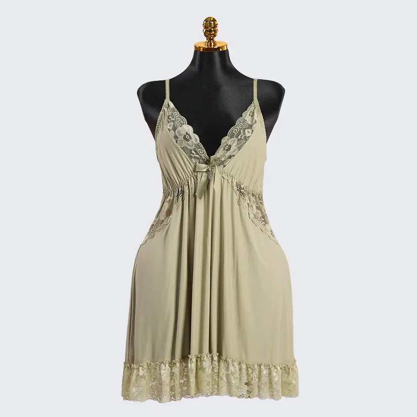 Lace V Neck Nightwear Spaghetti Strap Babydoll