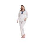 Women’s Cotton Pajama Set with Soft Print & Traditional Design