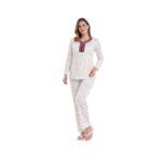 Women’s Cotton Pajama Set with Soft Print & Traditional Design