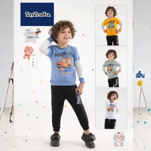 بيجامة بيتي مبطنة وبر سوفت عربية كم رصاصي