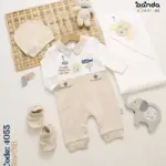 طقم مواليد مستشفى وسبوع قطن ٤ قطع اقتصادي ، كوفرتة وسلوبيت وطاقية وجوانتي ، شيك بيبي ، كلب