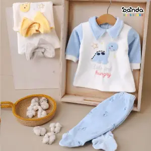 بيجامة قطيفة بيتي ديناصور بنطلون مطبوع