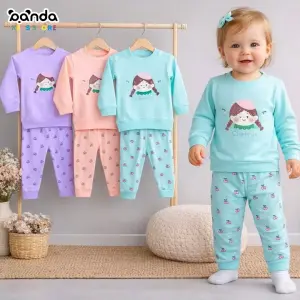 بيجامة قطن بيتي طباعة بنت ضفيرة، فيوتشر