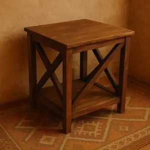 Rustic Charm in the Heart of Your Home: Why This X-Frame End Table is a Must-Have
