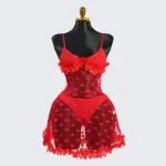 Red See-Through Ruffled Dress