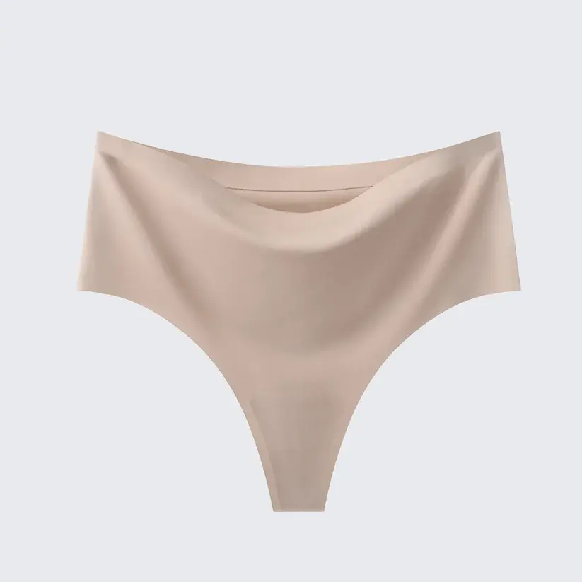 Women's Seamless Ice Silk Thong Underwear Leopard Print & Solid Color Panties