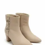 Elegant ankle boots with metallic ring details B-49