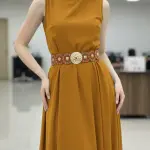 Wide Embellished Belt with Statement Round Buckle BT-12