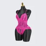 Peach Mesh Lace Lingerie Bodysuit