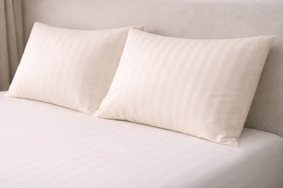 Agha Home Essential Comfort Microfiber Pillowcases Off White Stripe (2PCS)