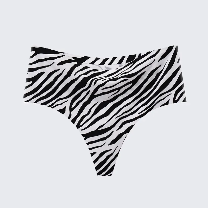 Women's Seamless Ice Silk Thong Underwear Leopard Print & Solid Color Panties