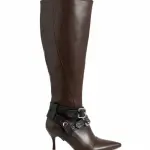 Boots with Decorative Ankle Straps Elegant Knee-High R-60