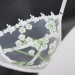 Sexy White Lace Embroidered Lingerie Sheer Bra Panties Set