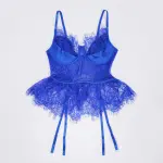 Blue Lace Floral Embroidered Bodysuit