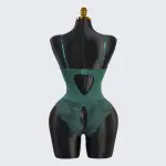 Green Floral Lace Mesh Bodysuit