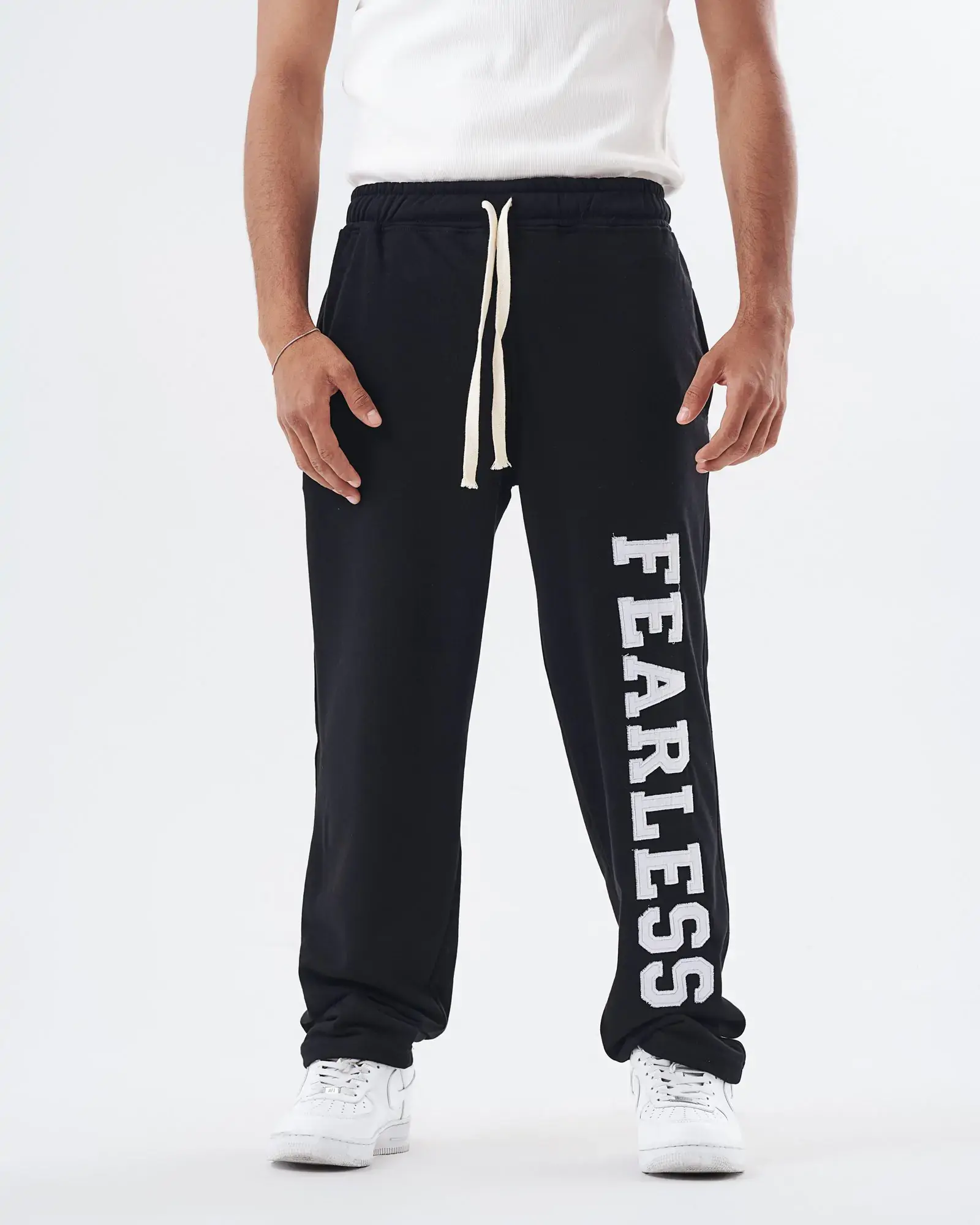 Black Fearless Straight Sweatpants