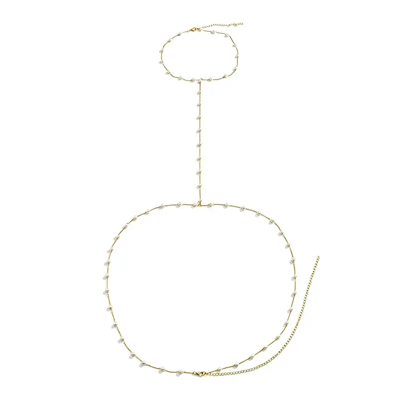 Faux Pearl Tassel Bust Chain Body Chain Waist Chain Women
