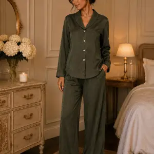 Olive Crinkled Marble Effect pjs