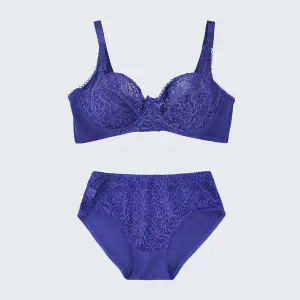 Plus Size Full Bust Lace Push Up Bra Panty Set