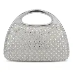 Crystal-Embellished Evening Clutch with Polished Metal Handle VS-57