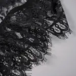 Black Floral Lace Embroidery See-through Bodysuit