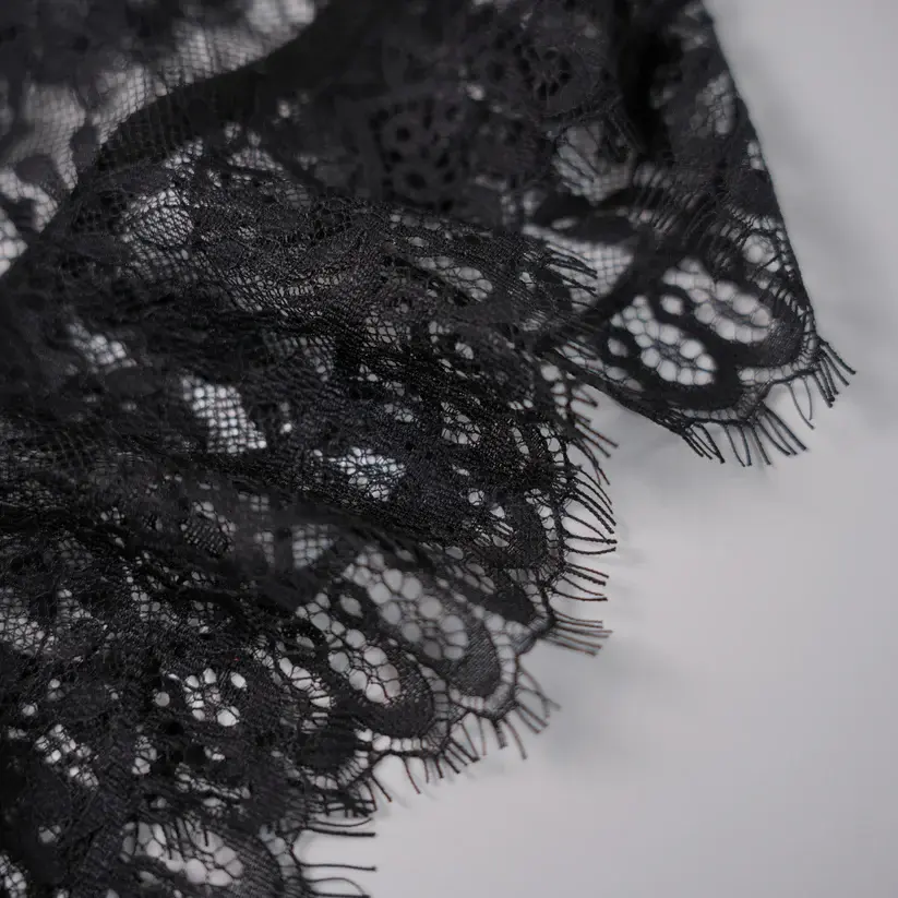 Black Floral Lace Embroidery See-through Bodysuit