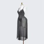 Plus Size Black Sheer Mesh Nightdress