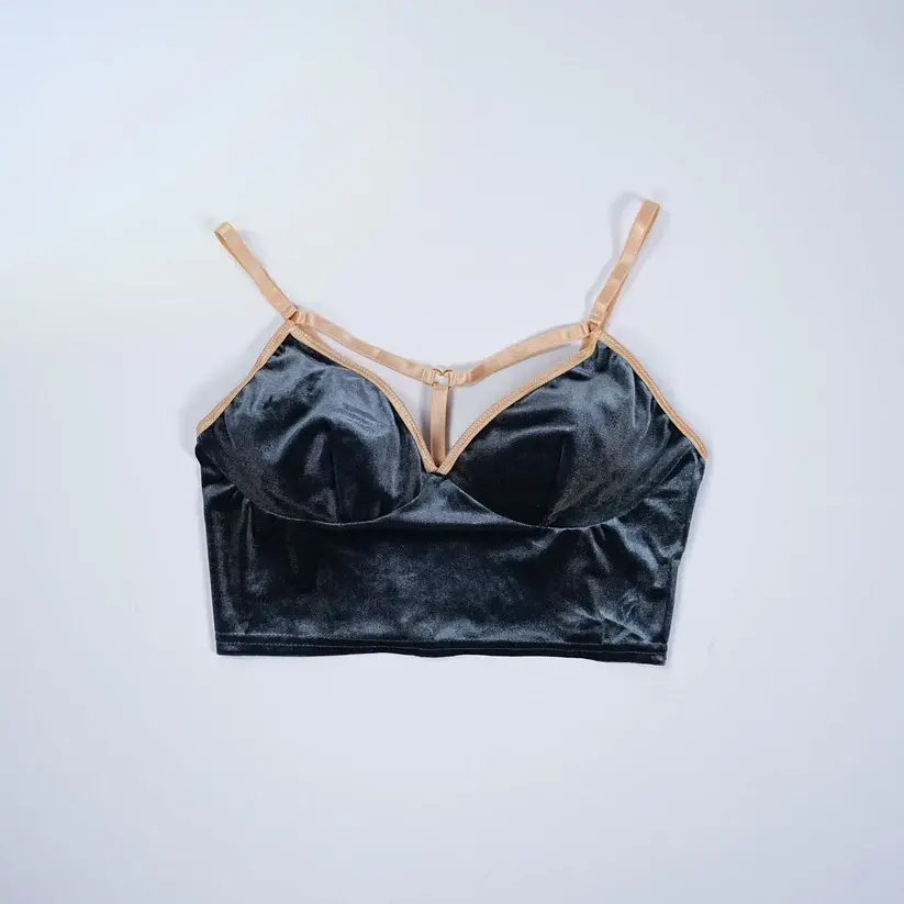 Velvet Grayish Blue Luxury Bra & Panty Sets