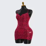 Crimson Enchantment Red Lace Nightdress