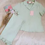 Pistachio Ruffled Cotton PJs